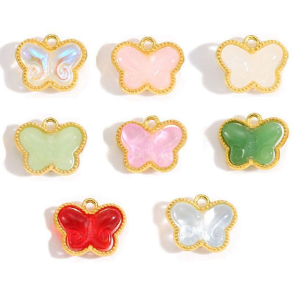 5PCS Colorful Butterfly Design Jewelry Making Findings Charm 14x17mm