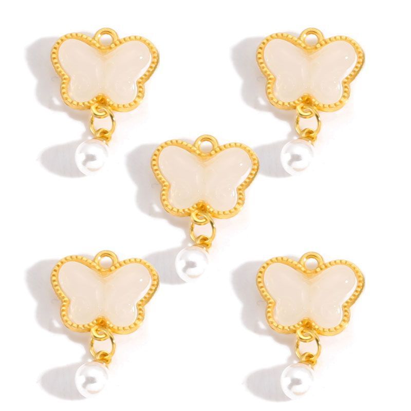 5PCS Colorful Butterfly Design Jewelry Making Findings Charm 14x17mm