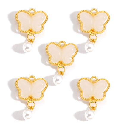 5PCS Colorful Butterfly Design Jewelry Making Findings Charm 14x17mm