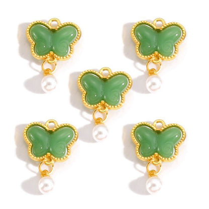 5PCS Colorful Butterfly Design Jewelry Making Findings Charm 14x17mm
