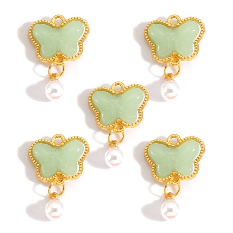 5PCS Colorful Butterfly Design Jewelry Making Findings Charm 14x17mm