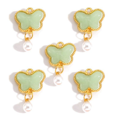 5PCS Colorful Butterfly Design Jewelry Making Findings Charm 14x17mm