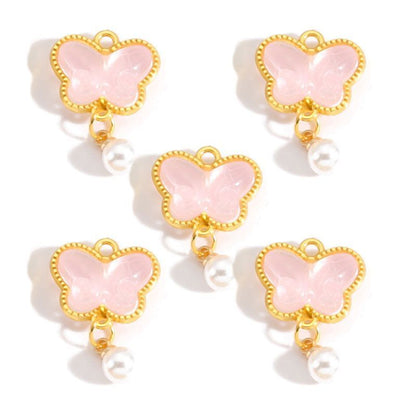 5PCS Colorful Butterfly Design Jewelry Making Findings Charm 14x17mm