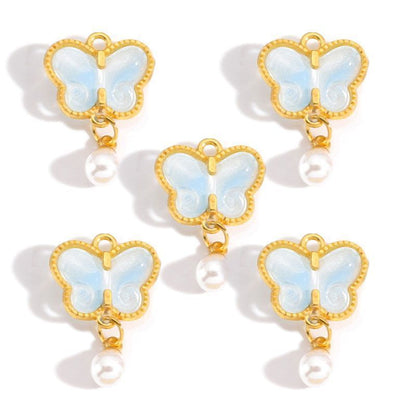 5PCS Colorful Butterfly Design Jewelry Making Findings Charm 14x17mm