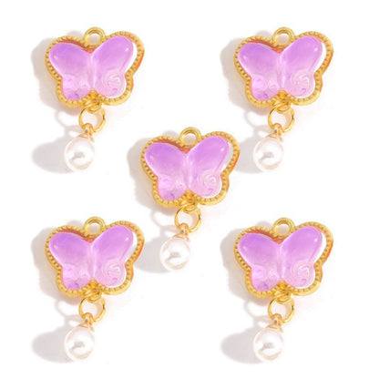 5PCS Colorful Butterfly Design Jewelry Making Findings Charm 14x17mm