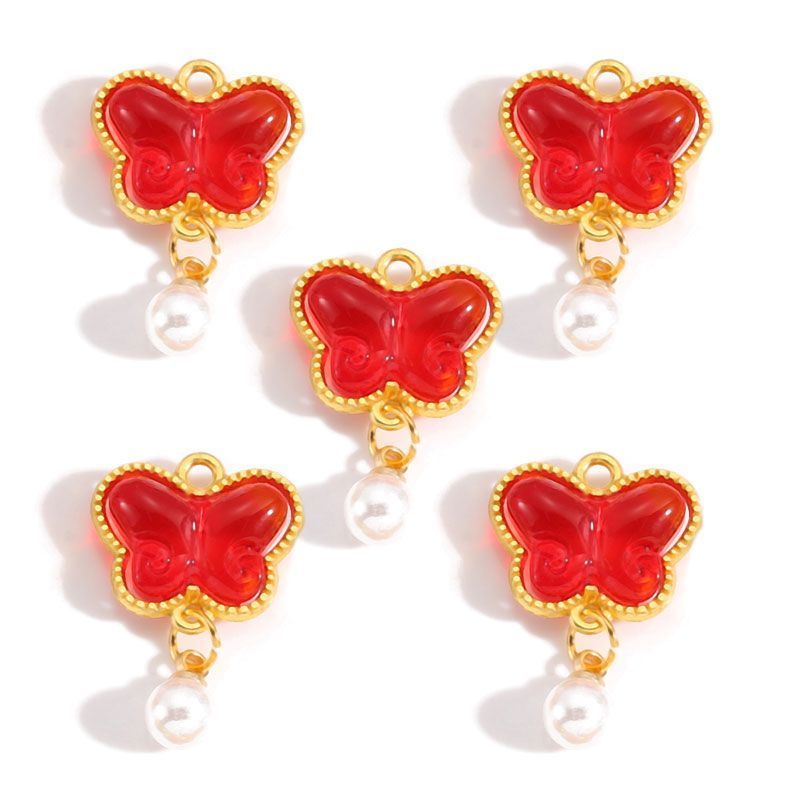 5PCS Colorful Butterfly Design Jewelry Making Findings Charm 14x17mm