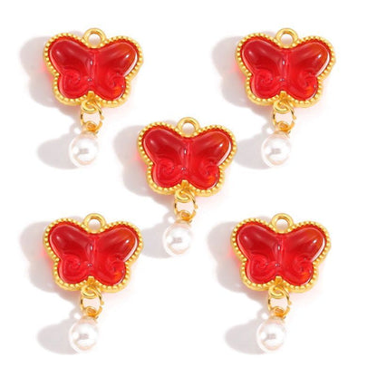 5PCS Colorful Butterfly Design Jewelry Making Findings Charm 14x17mm