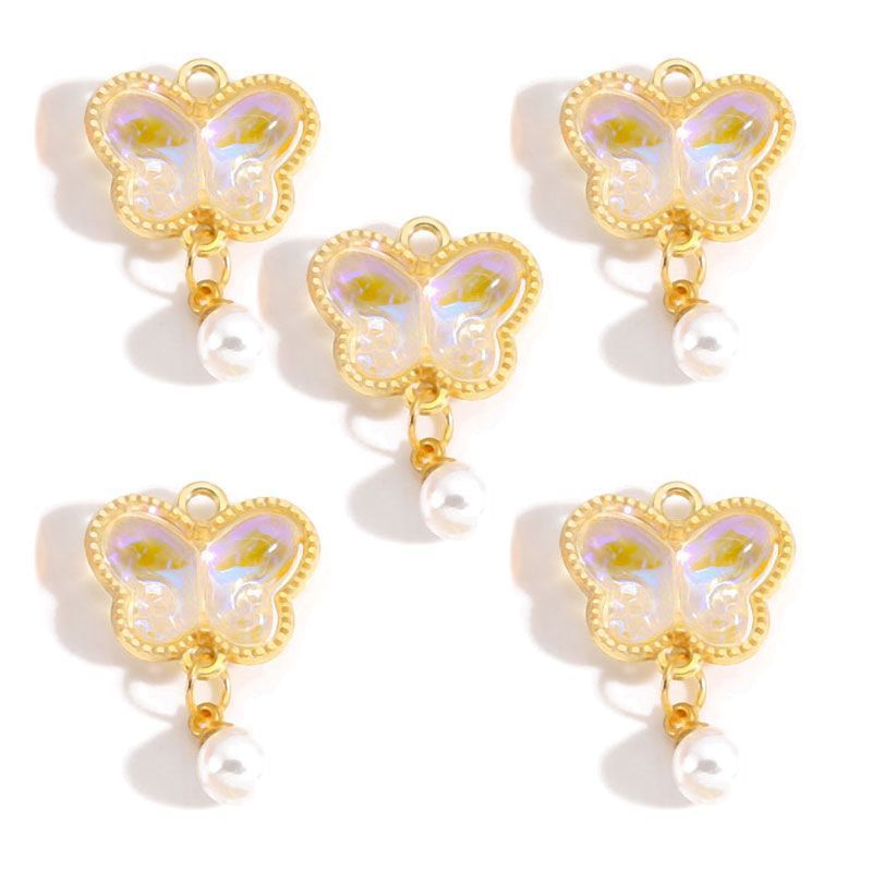 5PCS Colorful Butterfly Design Jewelry Making Findings Charm 14x17mm