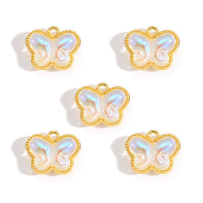 5PCS Colorful Butterfly Design Jewelry Making Findings Charm 14x17mm
