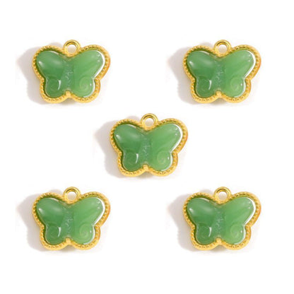 5PCS Colorful Butterfly Design Jewelry Making Findings Charm 14x17mm