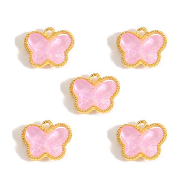 5PCS Colorful Butterfly Design Jewelry Making Findings Charm 14x17mm