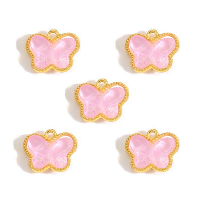 5PCS Colorful Butterfly Design Jewelry Making Findings Charm 14x17mm