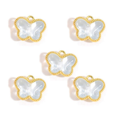 5PCS Colorful Butterfly Design Jewelry Making Findings Charm 14x17mm