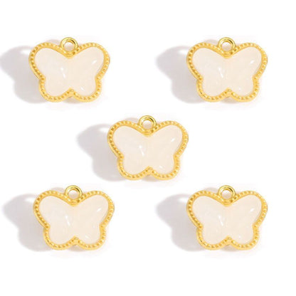 5PCS Colorful Butterfly Design Jewelry Making Findings Charm 14x17mm