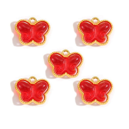5PCS Colorful Butterfly Design Jewelry Making Findings Charm 14x17mm