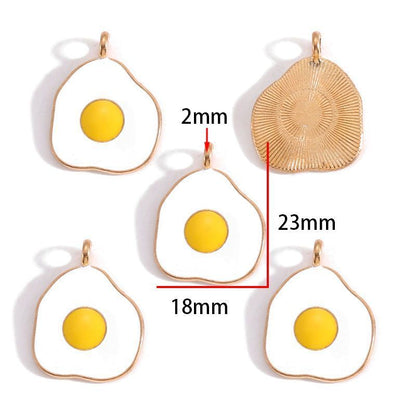 5PCS Fried Egg Design Jewelry Making Findings Charm
