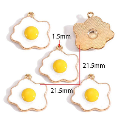 5PCS Fried Egg Design Jewelry Making Findings Charm