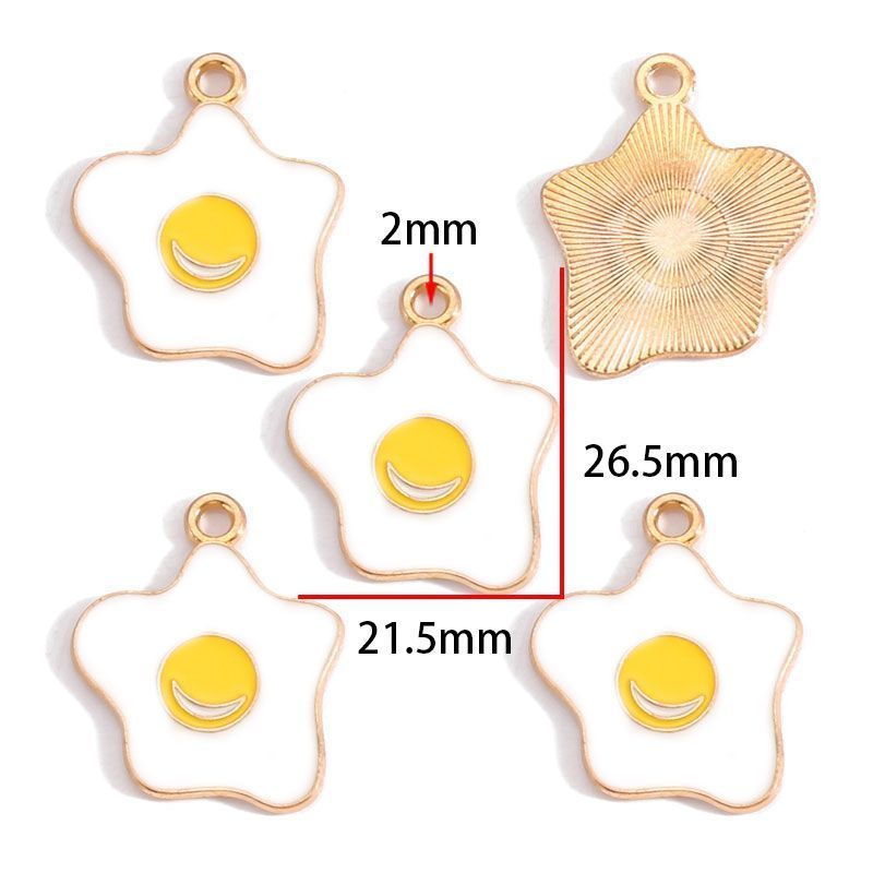 5PCS Fried Egg Design Jewelry Making Findings Charm