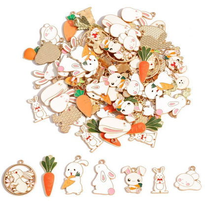 5PCS Cute Bunny Collection Charm For Jewelry Making Findings