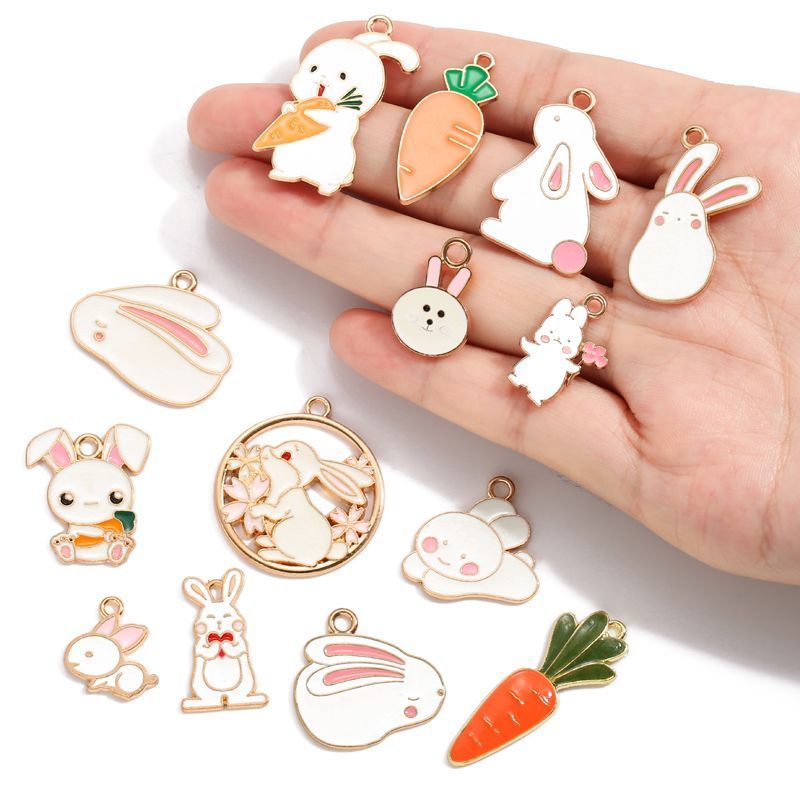 5PCS Cute Bunny Collection Charm For Jewelry Making Findings