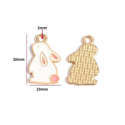 5PCS Cute Bunny Collection Charm For Jewelry Making Findings