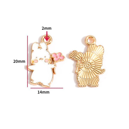 5PCS Cute Bunny Collection Charm For Jewelry Making Findings