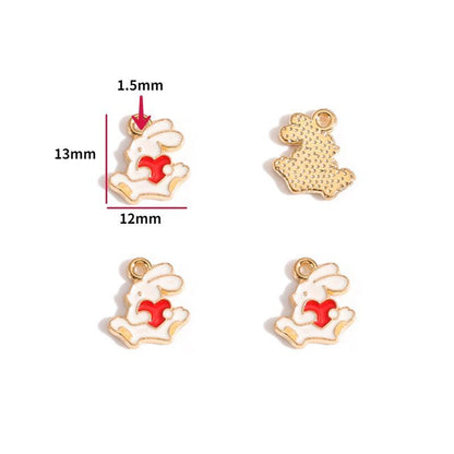 5PCS Cute Bunny Collection Charm For Jewelry Making Findings