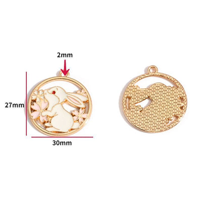 5PCS Cute Bunny Collection Charm For Jewelry Making Findings