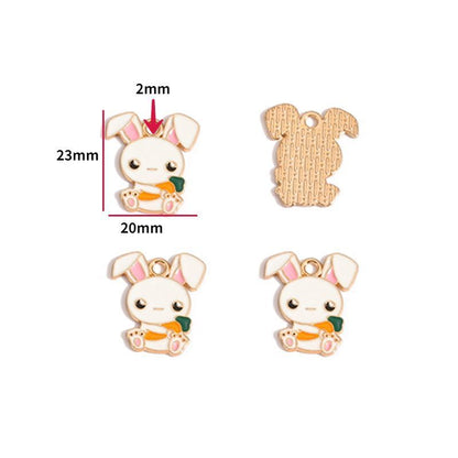 5PCS Cute Bunny Collection Charm For Jewelry Making Findings