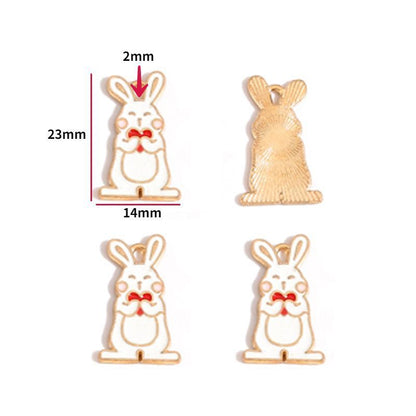 5PCS Cute Bunny Collection Charm For Jewelry Making Findings