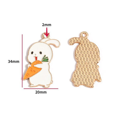 5PCS Cute Bunny Collection Charm For Jewelry Making Findings