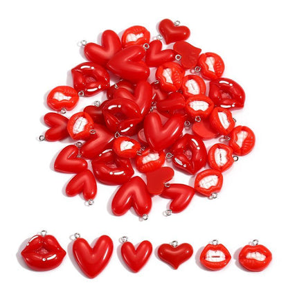 5PCS Lip Kiss Collection Resin Charm For Jewelry Making Findings