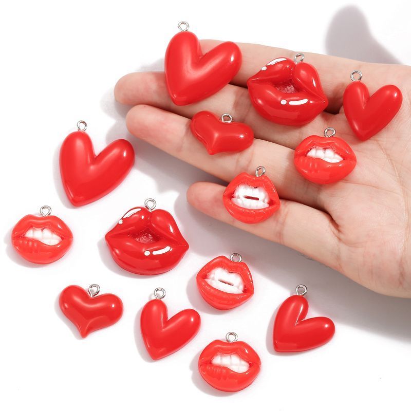 5PCS Lip Kiss Collection Resin Charm For Jewelry Making Findings