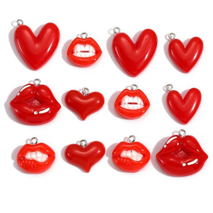 5PCS Lip Kiss Collection Resin Charm For Jewelry Making Findings