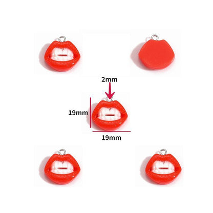 5PCS Lip Kiss Collection Resin Charm For Jewelry Making Findings
