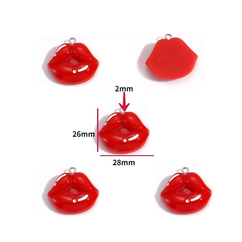 5PCS Lip Kiss Collection Resin Charm For Jewelry Making Findings