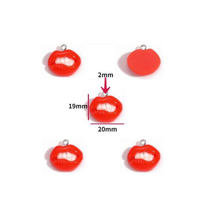 5PCS Lip Kiss Collection Resin Charm For Jewelry Making Findings