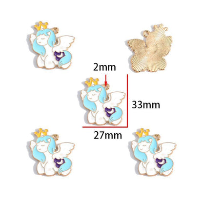 5PCS Unicorn Collection Charm For Jewelry Making Findings