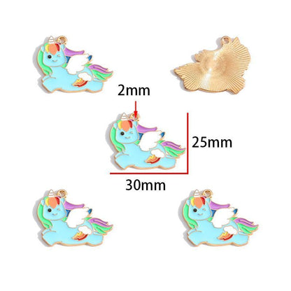 5PCS Unicorn Collection Charm For Jewelry Making Findings