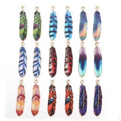 5PCS Feather Collection Charm For Jewelry Making Findings