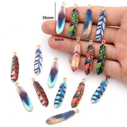 5PCS Feather Collection Charm For Jewelry Making Findings