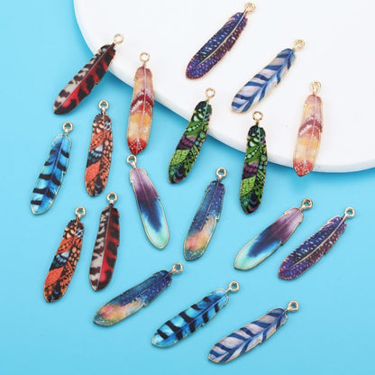 5PCS Feather Collection Charm For Jewelry Making Findings