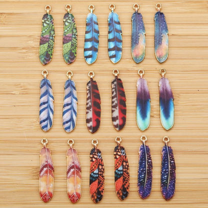 5PCS Feather Collection Charm For Jewelry Making Findings