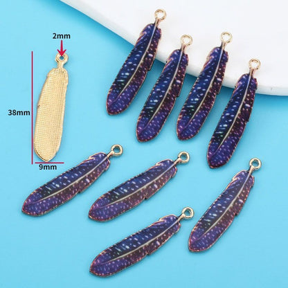 5PCS Feather Collection Charm For Jewelry Making Findings