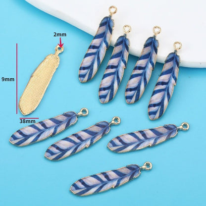 5PCS Feather Collection Charm For Jewelry Making Findings
