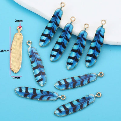 5PCS Feather Collection Charm For Jewelry Making Findings