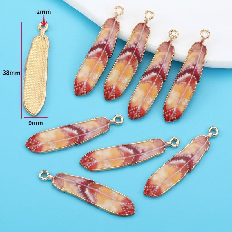 5PCS Feather Collection Charm For Jewelry Making Findings