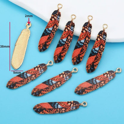 5PCS Feather Collection Charm For Jewelry Making Findings