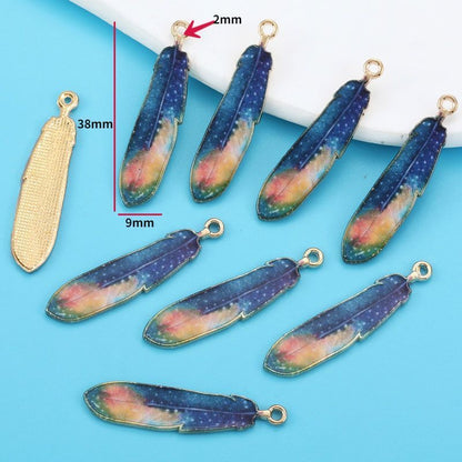 5PCS Feather Collection Charm For Jewelry Making Findings
