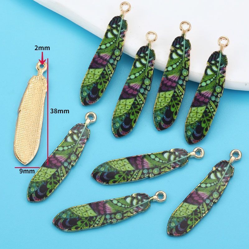 5PCS Feather Collection Charm For Jewelry Making Findings